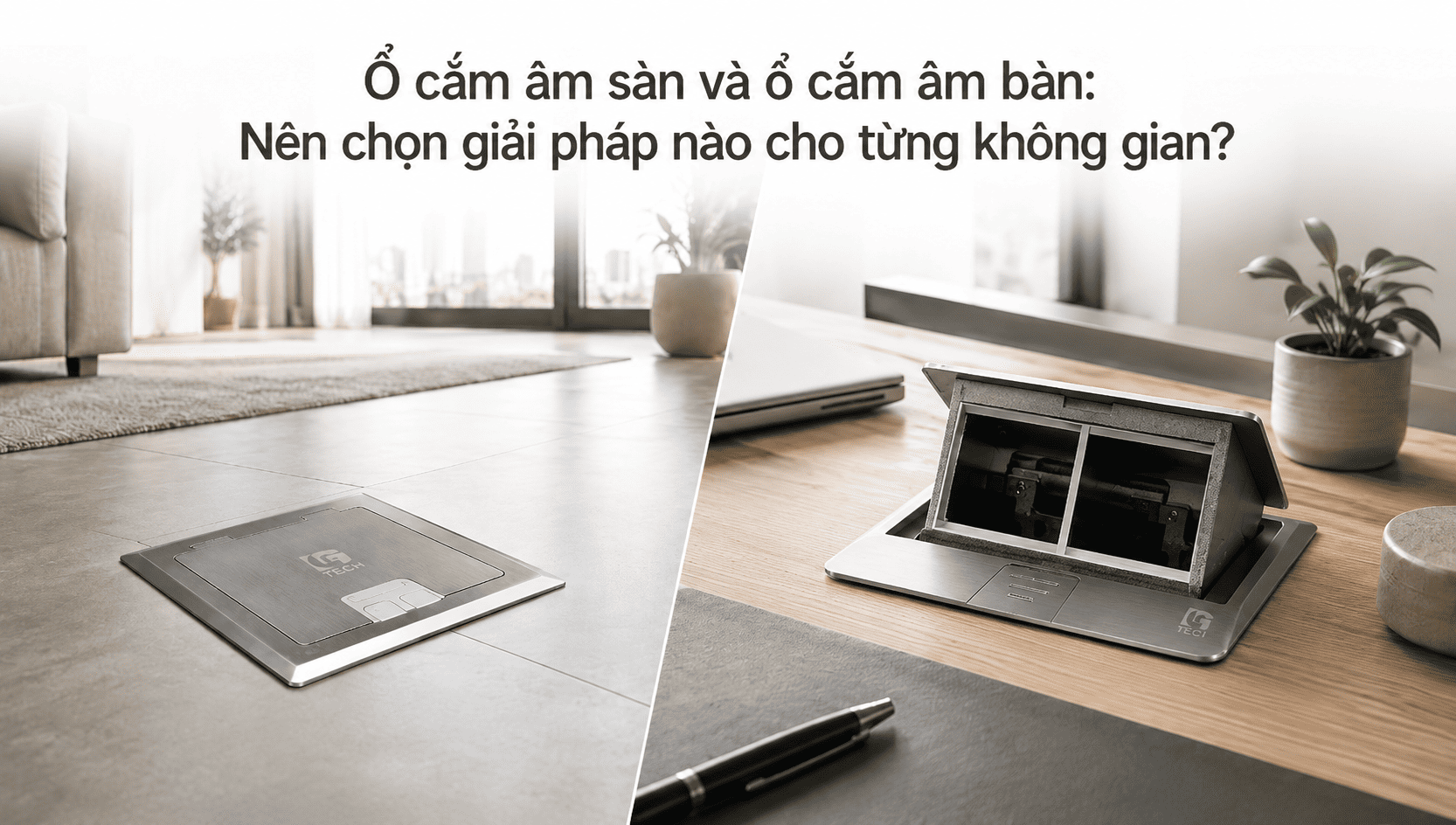 Ổ Cắm Âm Sàn Hay Ổ Cắm Âm Bàn: Chọn Thế Nào Cho Từng Không Gian?