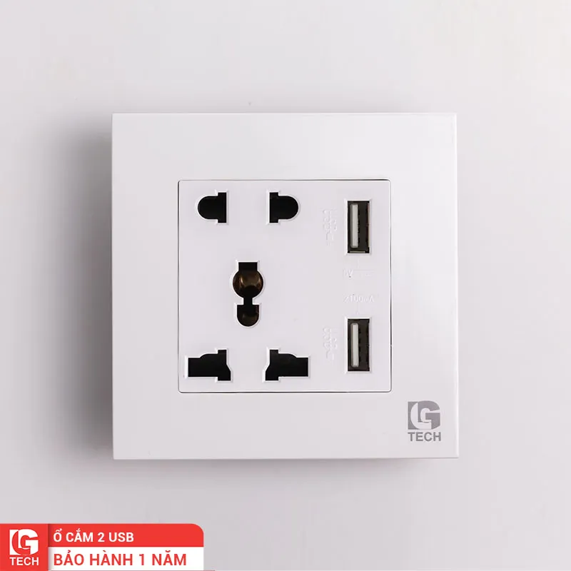 Ổ cắm điện âm tường có 2 cổng USB LG Tech LG-F21-047