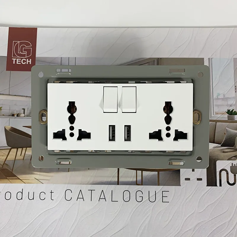 Ổ cắm điện đôi có cổng USB và công tắc LG Tech LG-F21-066 - 6