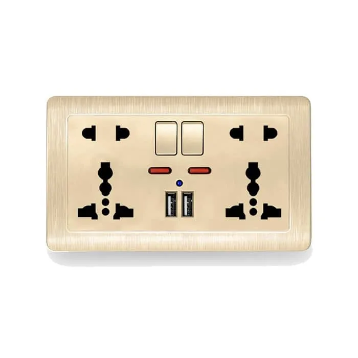 Ổ cắm công tắc đôi hình chữ nhật mạ vàng, 2 USB | LG-C60-066 - 15