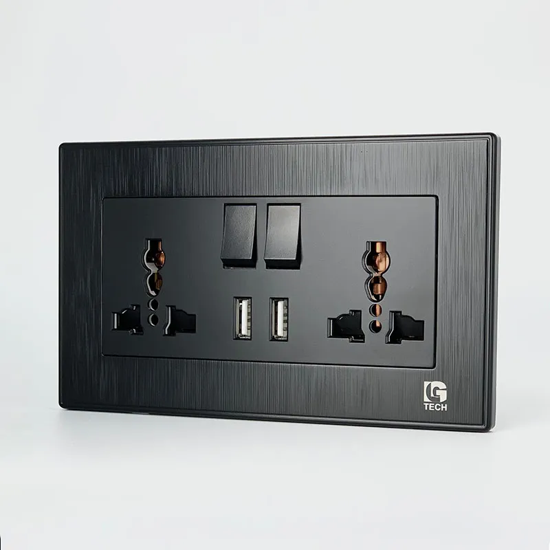 Ổ cắm điện 3 chấu đôi có công tắc và 2 cổng sạc USB LG Tech LG-B21-066 - 5