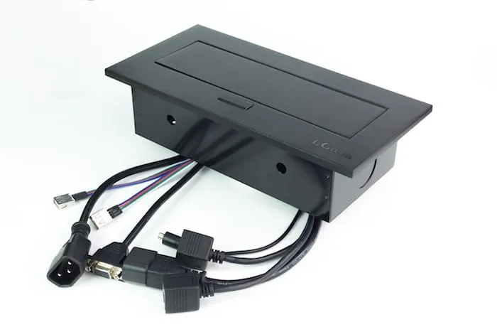 Ổ điện âm bàn cao cấp cho phòng họp, mặt kim loại xước màu đen LG tech LG-K0523B - 2