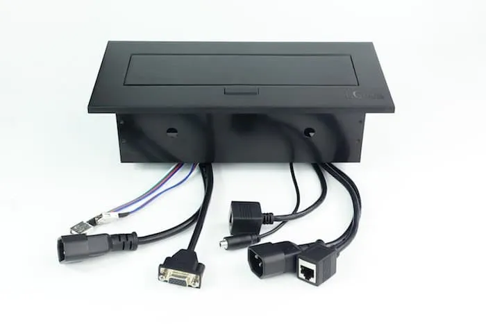 Ổ điện âm bàn cao cấp cho phòng họp, mặt kim loại xước màu đen LG tech LG-K0523B - 4