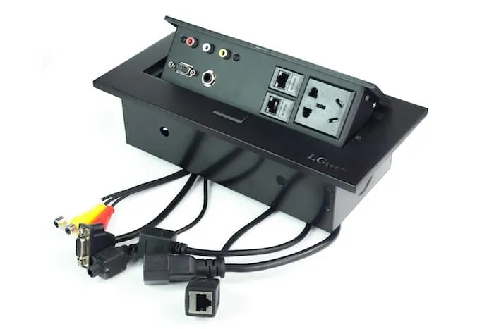 Ổ cắm bàn họp gấp mở an toàn kim loại cao cấp LG-AS1109-AB