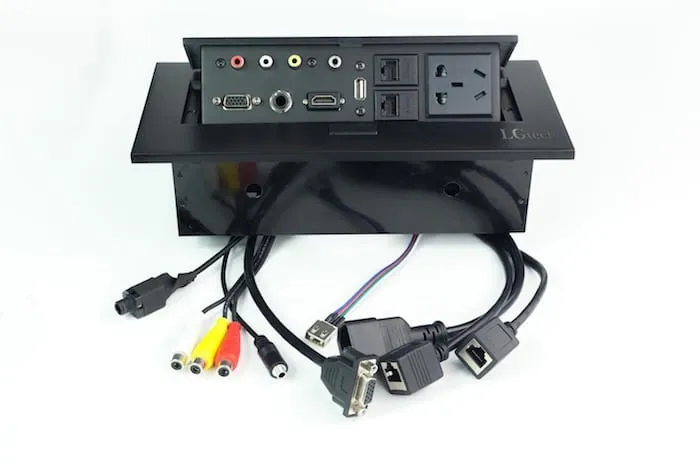 Ổ cắm bàn họp gấp mở an toàn kim loại cao cấp LG-AS1109-AB - 4