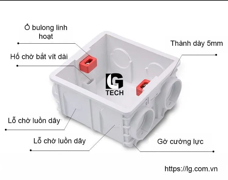 Đế âm tường vuông nhựa PVC chống cháy cao cấp LG Tech LG-DA-001 - 3