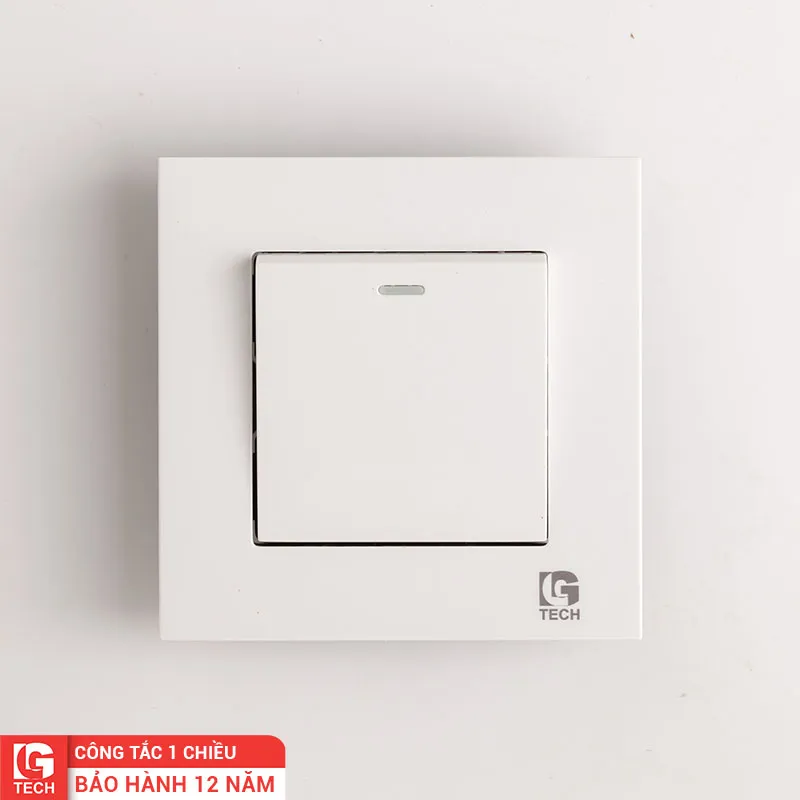 Công tắc điện đơn 2 cực vuông, màu trắng LG Tech LG-F21-001