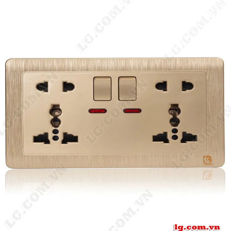 Ổ cắm điện mạ vàng size EU có công tắc an toàn và đèn báo LG Tech mã LG-C60-065 - 5