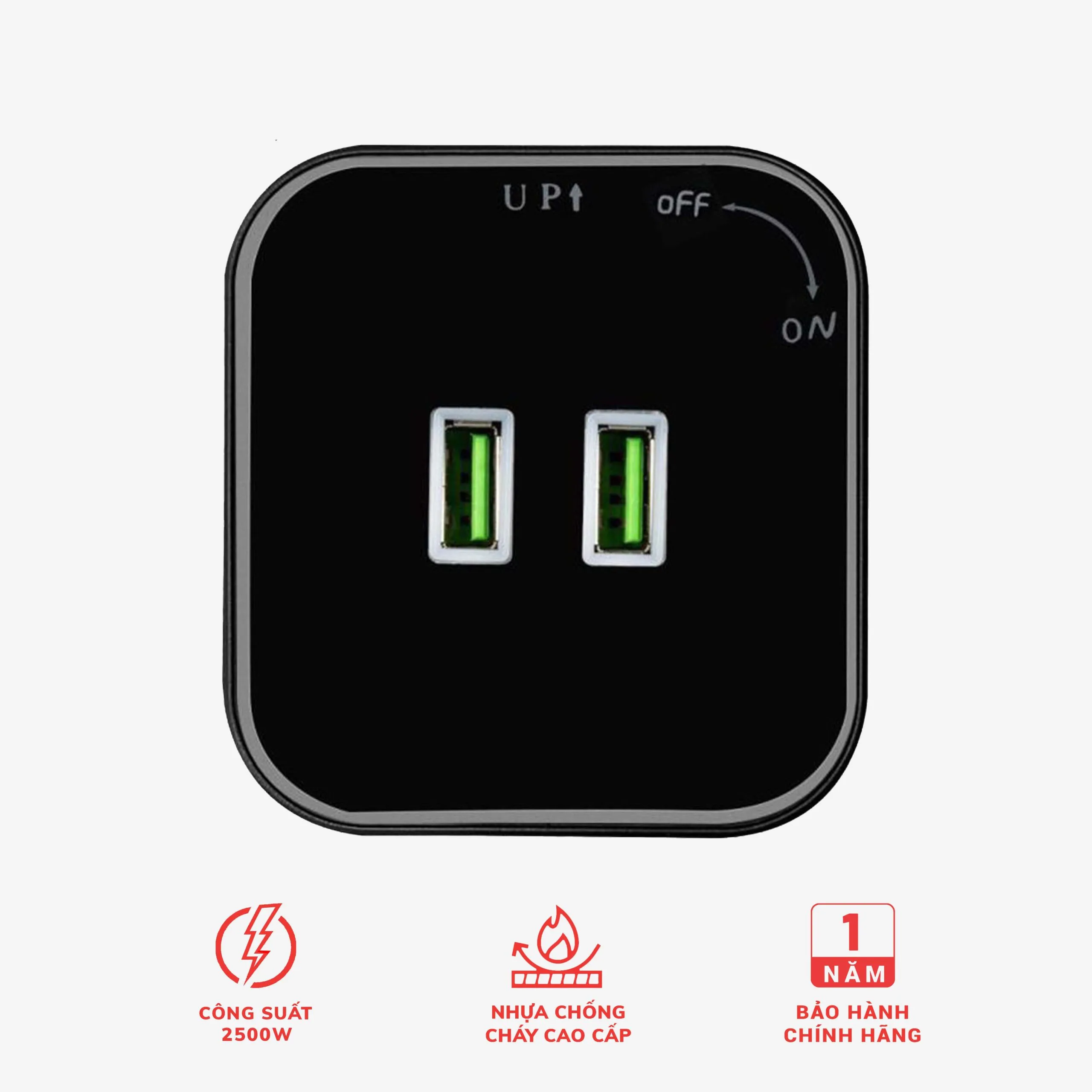 Ổ cắm điện 2 cổng USB cho thanh ray LG Tech LG-S04B - Thế hệ một