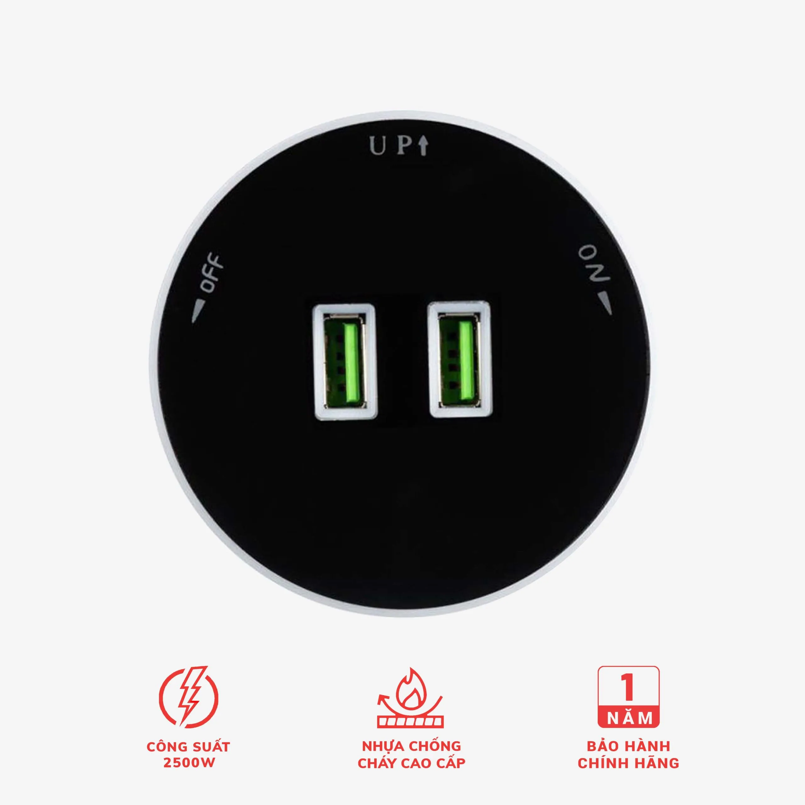 Ổ cắm điện rời 2 cổng USB cho thanh ray LG-R04B - Thế hệ một