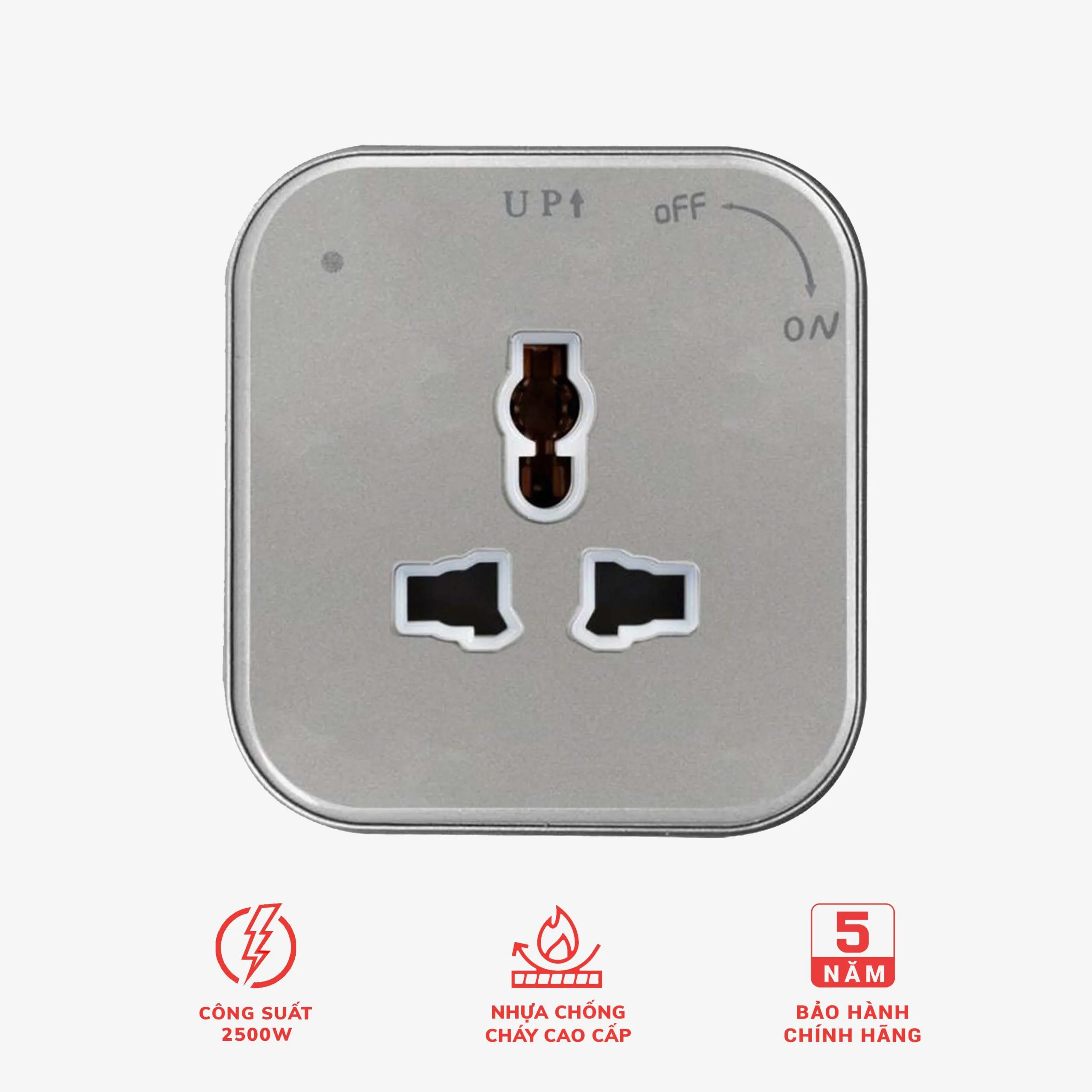 Ổ cắm rời 3 chấu cho thanh ray màu bạc LG Tech LG-S07S - Thế hệ một