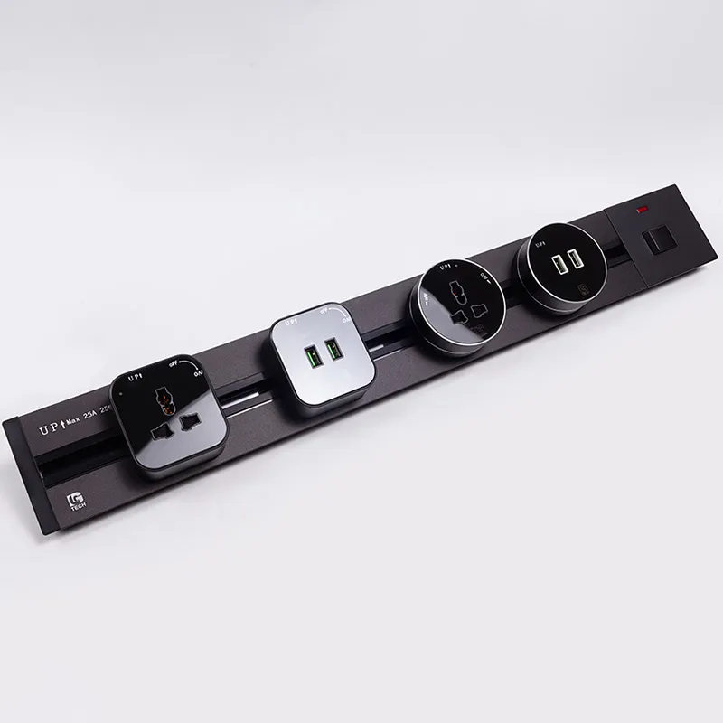 Ổ cắm đa năng 3 chấu cho thanh ray tròn có LED LG Tech GD19-07B - Thế hệ một - 2