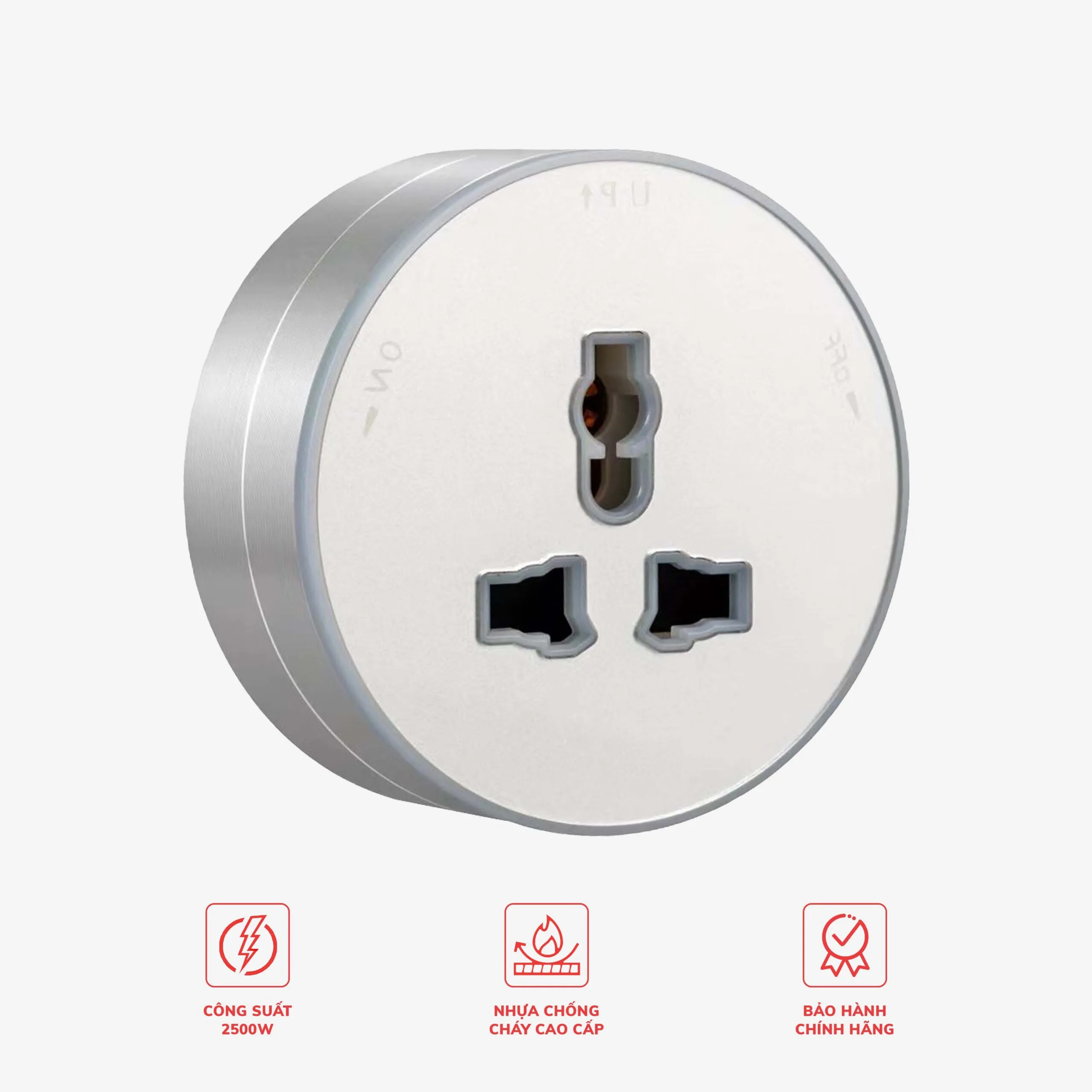 Ổ điện rời gắn thanh ray 3 chấu có led màu bạc LG-GD19-07S - Thế hệ một