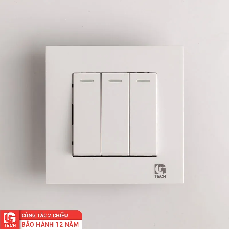 Công tắc điện 3 cực cho cầu thang màu trắng LG Tech LG-F21-003N