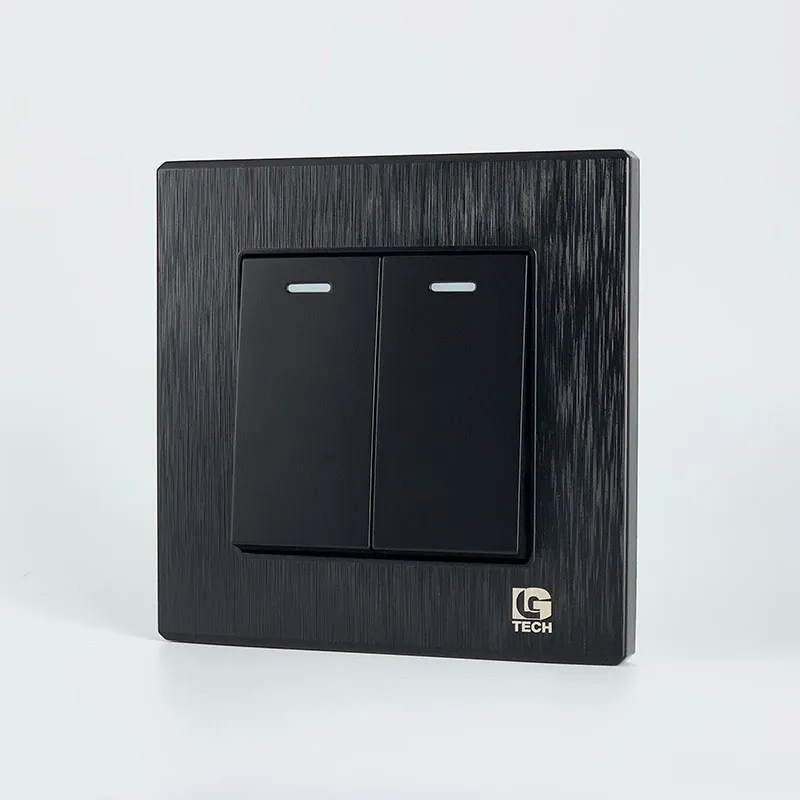 Công tắc đôi chuẩn vuông 1 chiều màu đen xước LG-B21-002 - 5