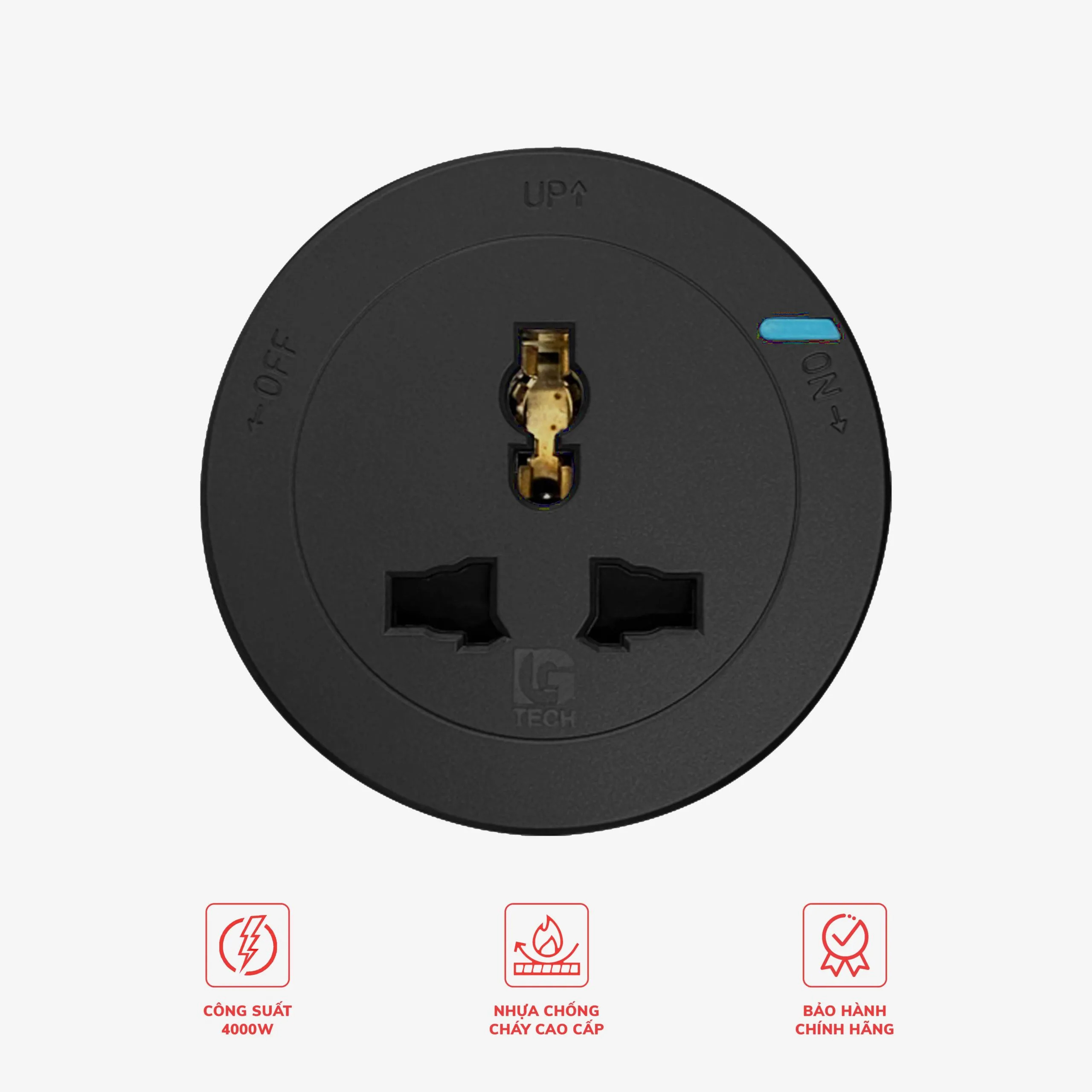 Ổ cắm điện cho thanh ray cao cấp màu đen LG-GD15-07B - Thế hệ hai