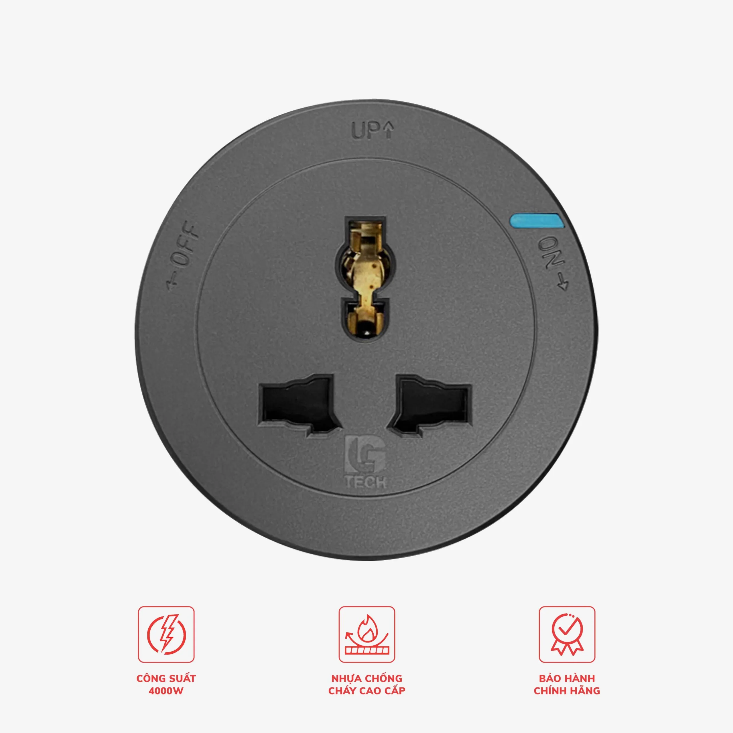 Ổ cắm rời cho thanh ray trượt 3 chân màu ghi LG-GD15-07Gr - Thế hệ hai