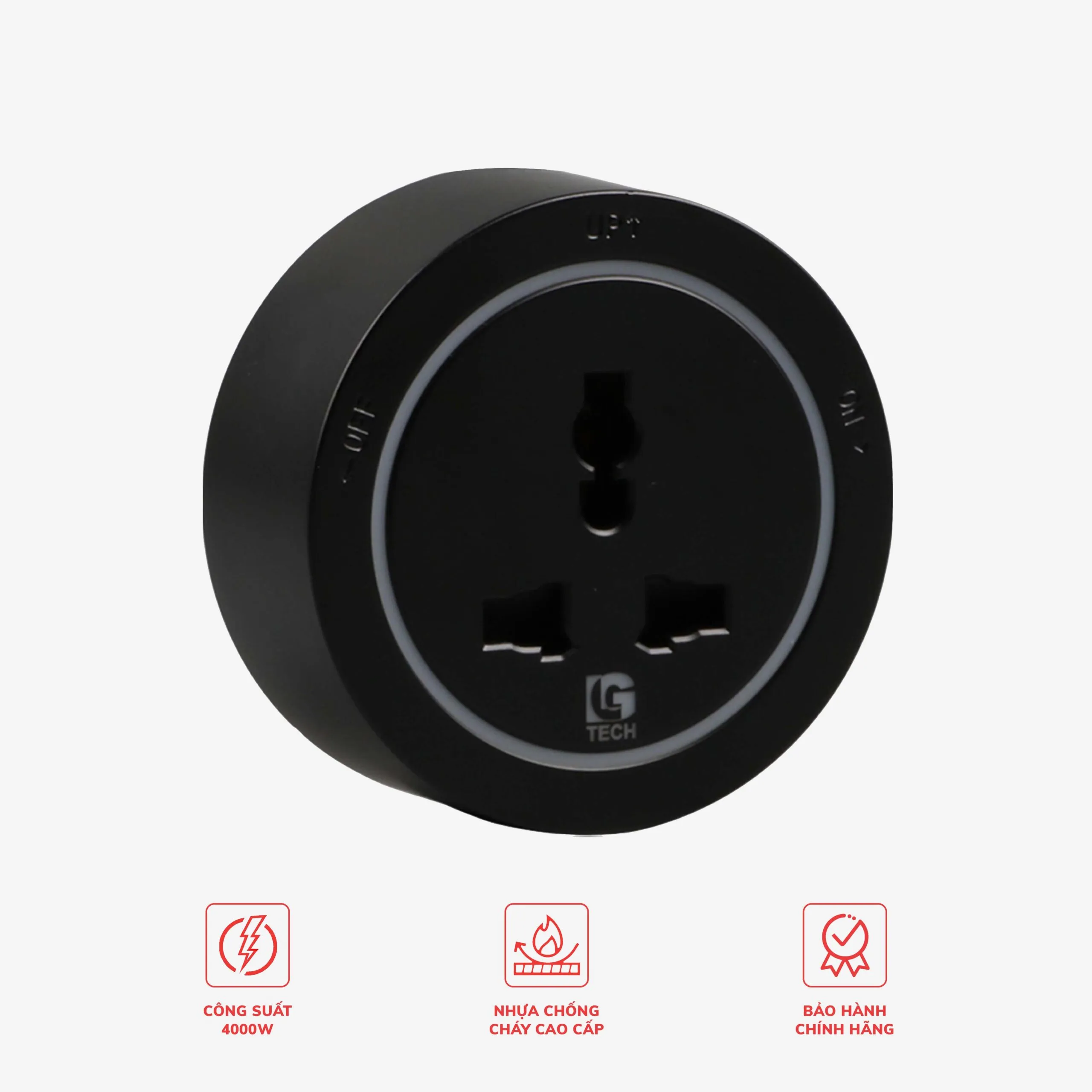Ổ điện rời gắn thanh ray 3 chân LG Tech màu đen LG-GD10-07B - Thế hệ hai
