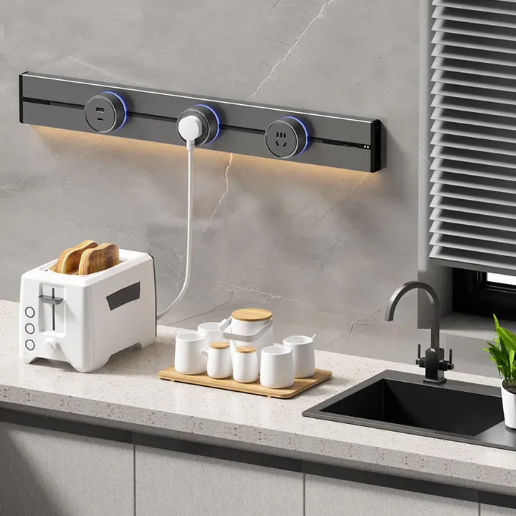 Ổ cắm đa năng cho thanh trượt 3 chấu màu ghi LG-GD10-07Gr - Thế hệ hai - 7