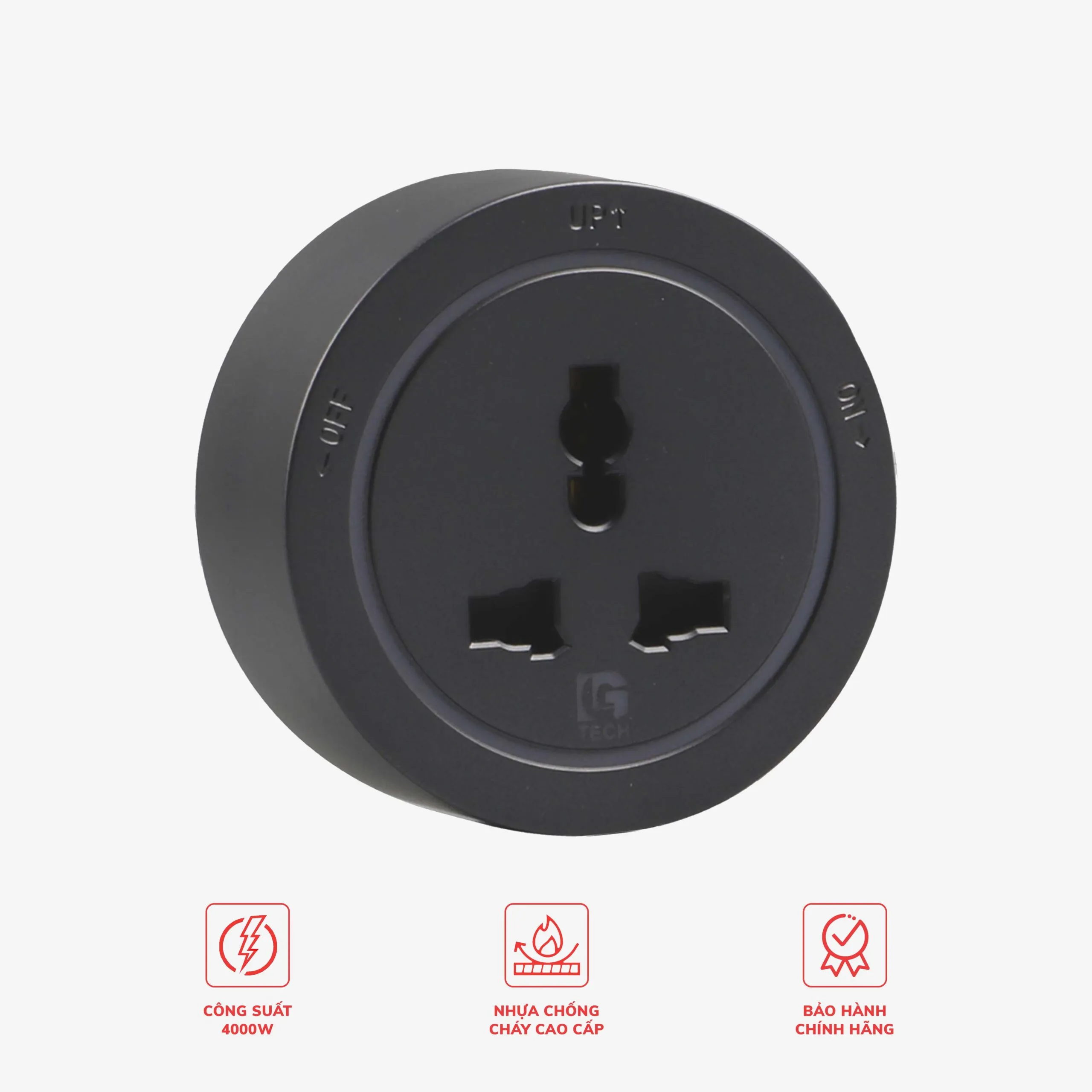 Ổ cắm đa năng cho thanh trượt 3 chấu màu ghi LG-GD10-07Gr - Thế hệ hai