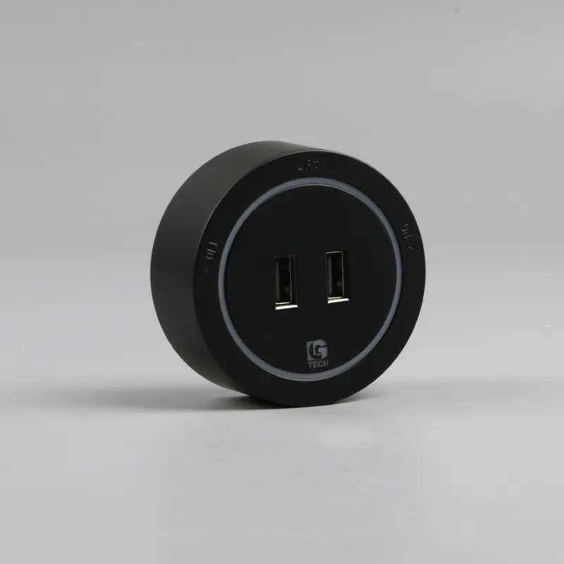 Ổ cắm đa năng cho ray trượt 2 cổng USB màu đen LG-GD10-04B - Thế hệ hai - 3