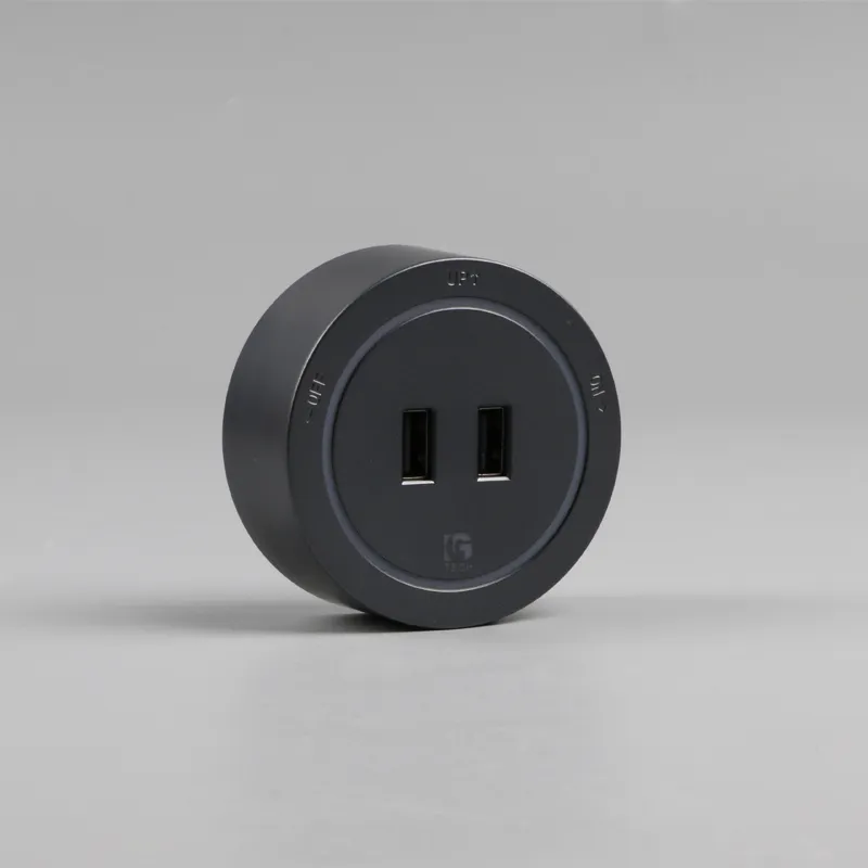 Ổ cắm đa năng 2 cổng USB cho thanh ray màu ghi LG-GD10-04Gr