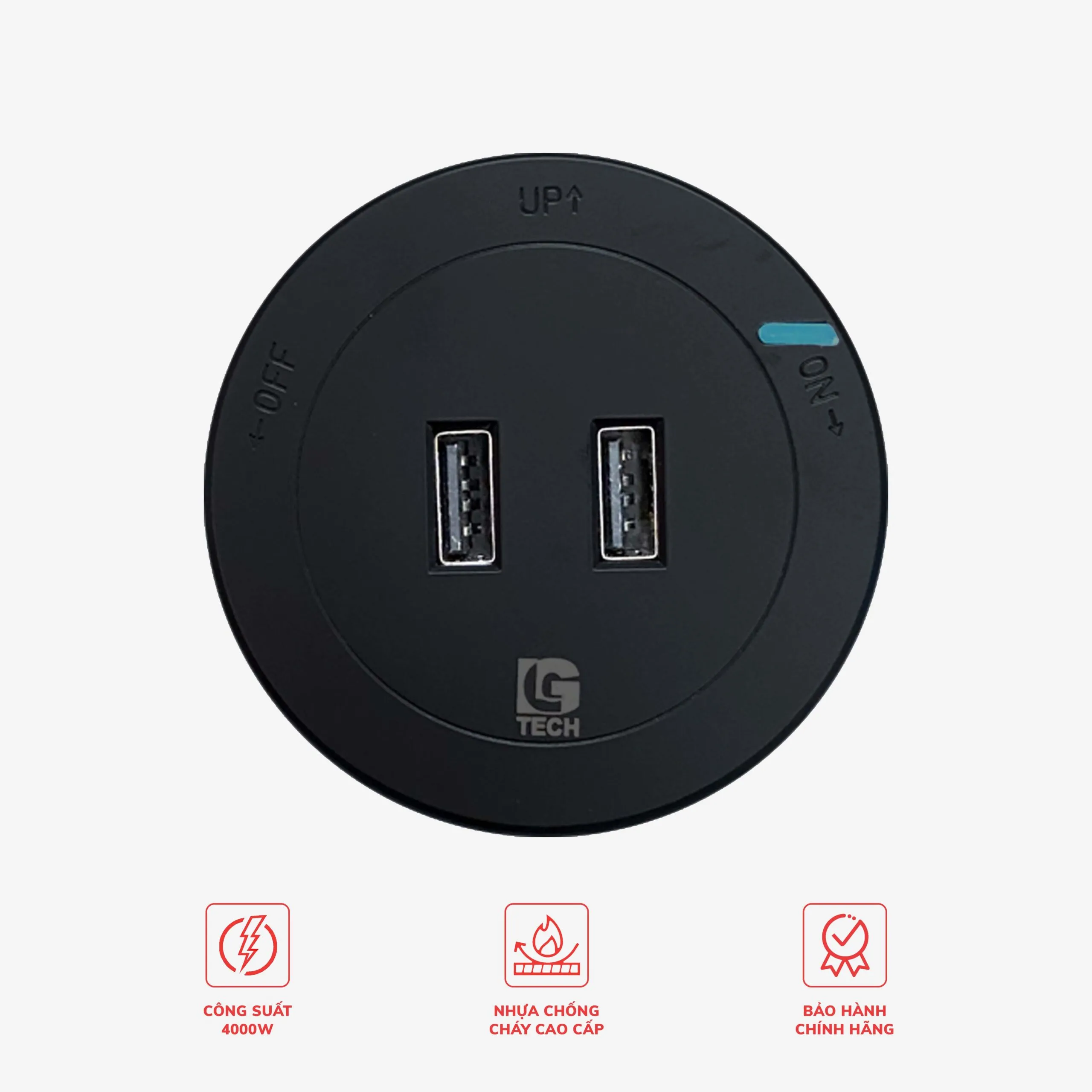 Ổ cắm điện thanh ray 2 cổng USB sạc nhanh LG-GD15-04B