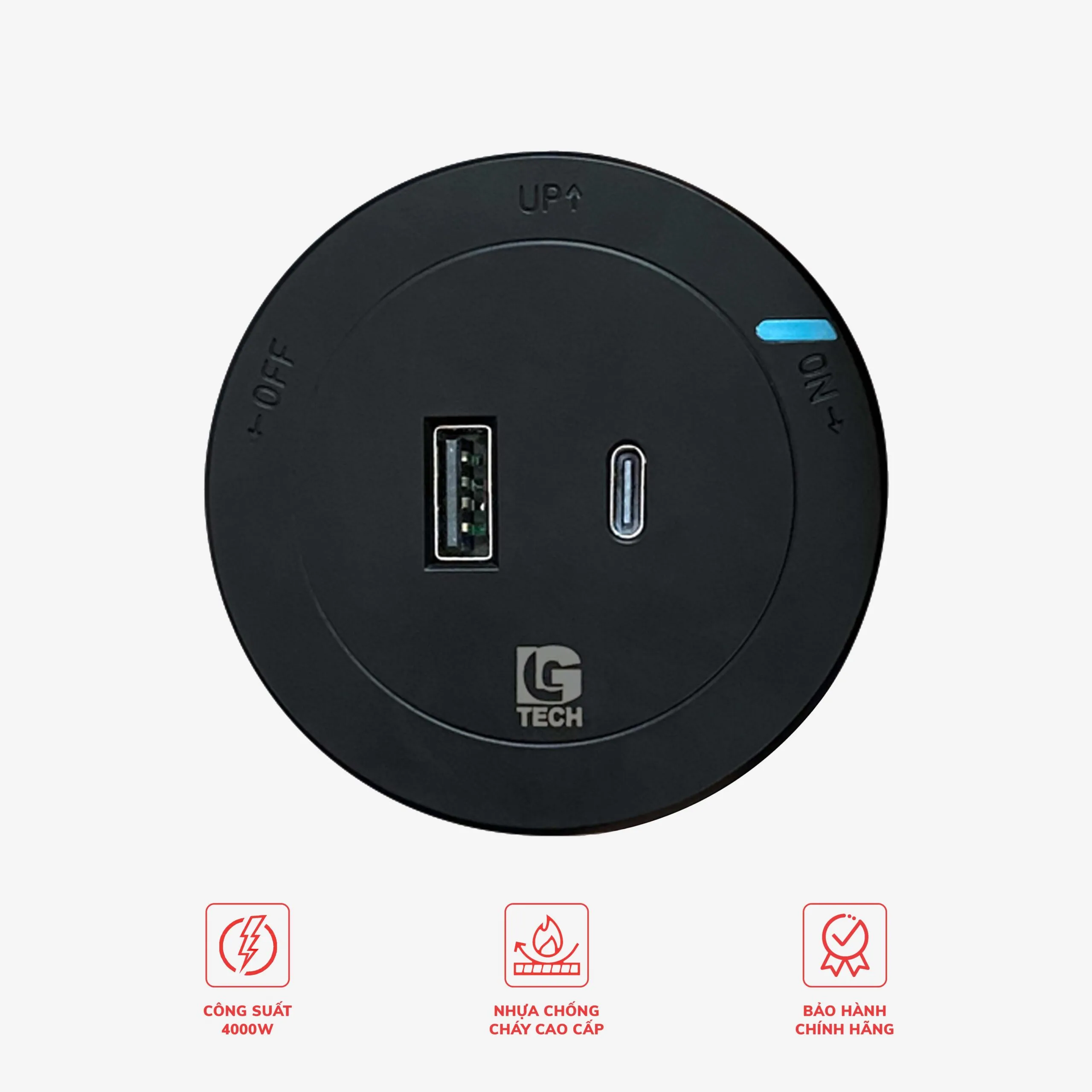 Ổ điện thanh ray sạc nhanh Type C LG-GD15-06B