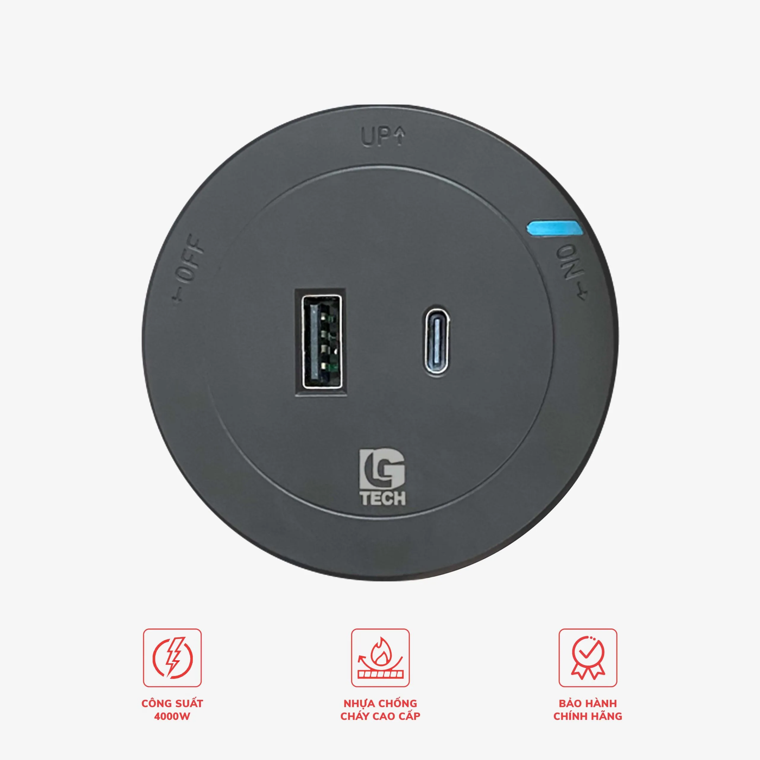 Ổ cắm Type C cắm thanh ray sạc nhanh LG-GD15-06Gr