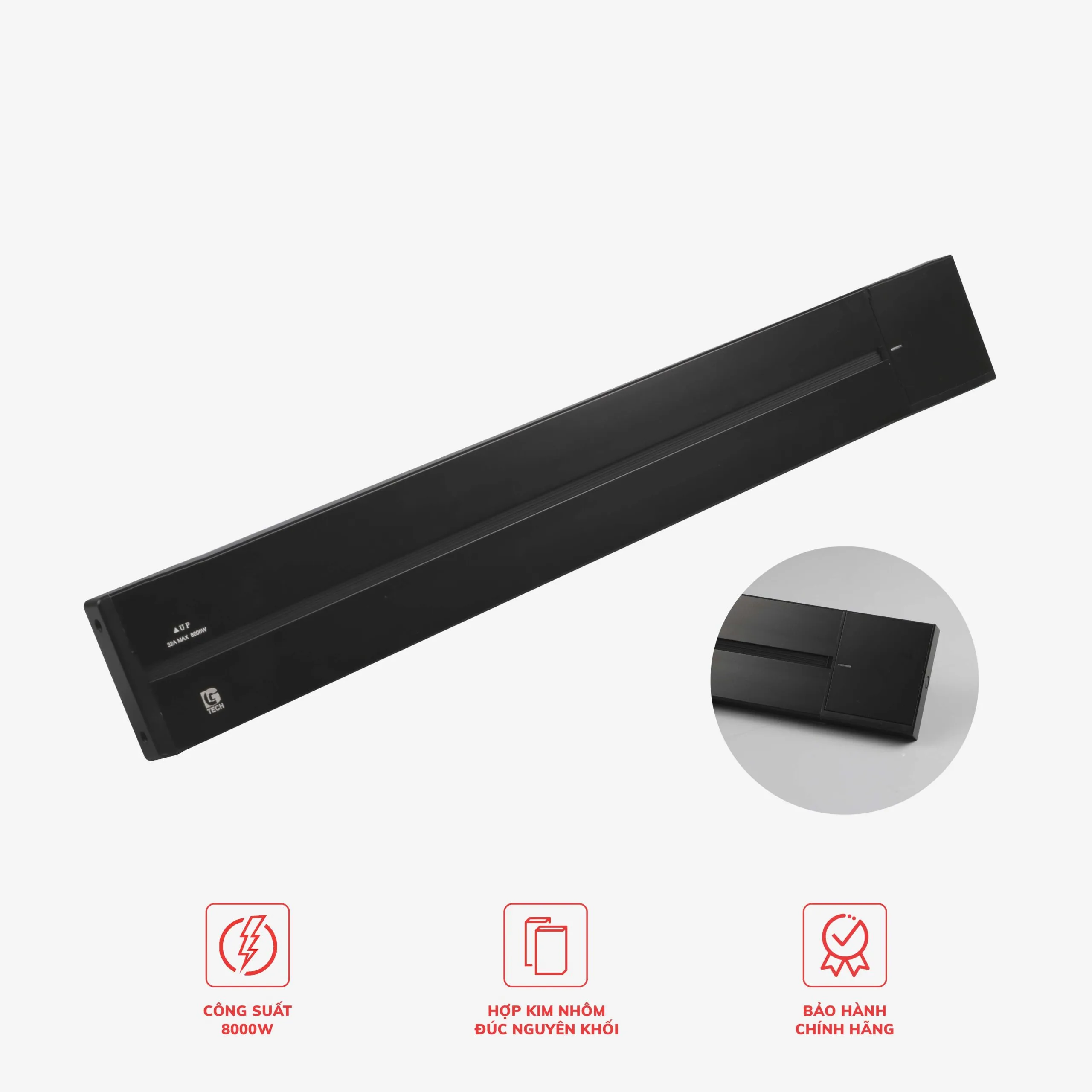 Ổ cắm thanh trượt nổi có công tắc màu đen 32A 8000W LG Tech