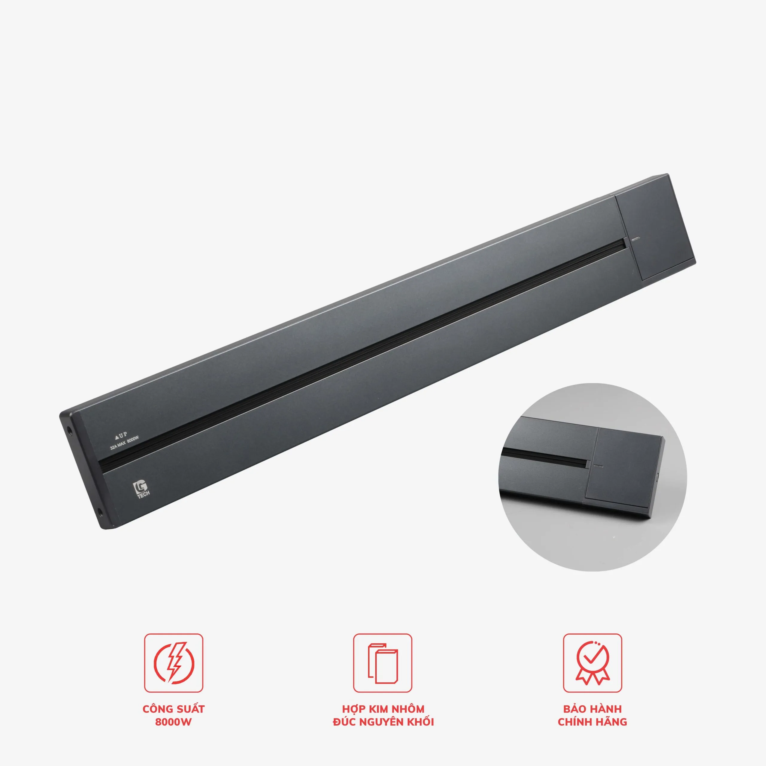 Ổ cắm thanh trượt nổi có công tắc màu ghi 32A 8000W LG Tech