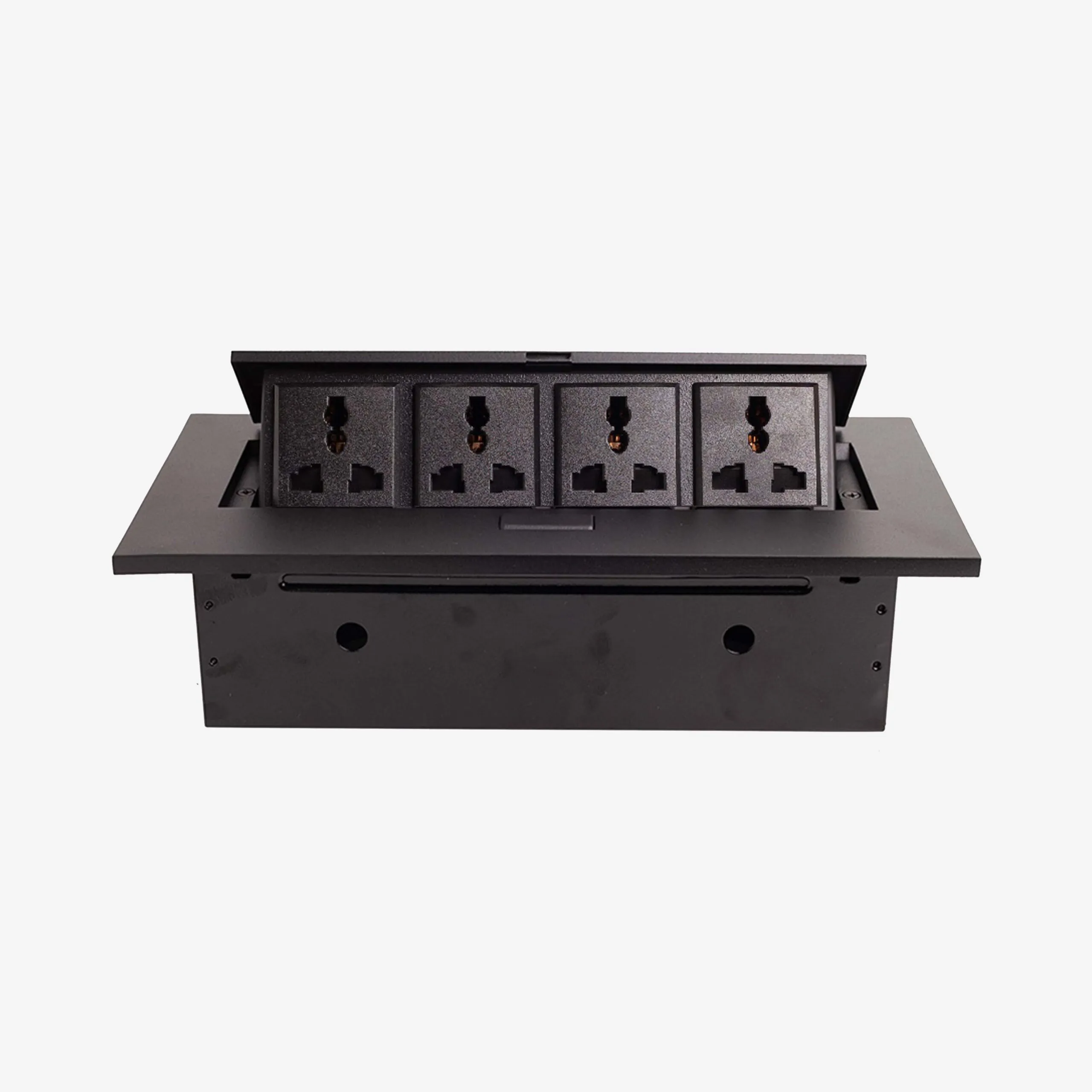 Ổ cắm âm bàn làm việc mặt kim loại xước, màu đen LG Tech LG-K0208B1