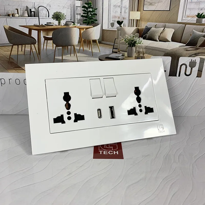 Ổ cắm điện size EU có cổng USB, Type C 10W, màu trắng LG Tech mã LG-F21-155 - 3