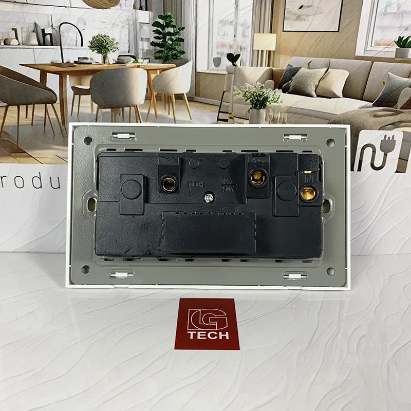 Mặt sau ổ cắm điện size EU có cổng USB, Type C 10W, màu trắng LG Tech mã LG-F21-155