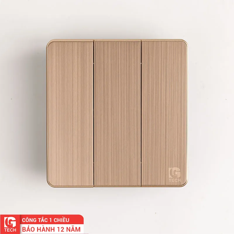 Công tắc điện 3 nút, một chiều, màu gold tràn viền LG Tech LG-AB-L-003