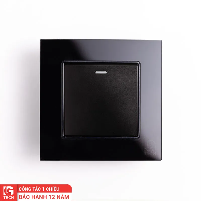 Công tắc điện đơn, viền kính màu đen LG Tech LG-F71B-001