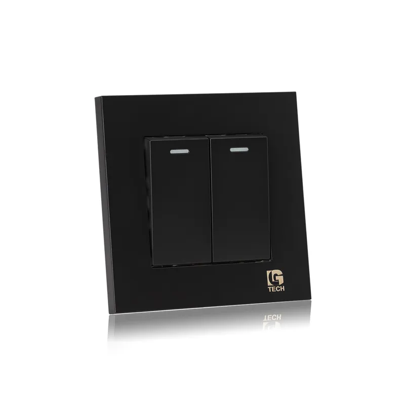 Công tắc điện đôi, 2 chiều, chuẩn vuông, màu đen LG Tech mã LG-B20-002N - 2