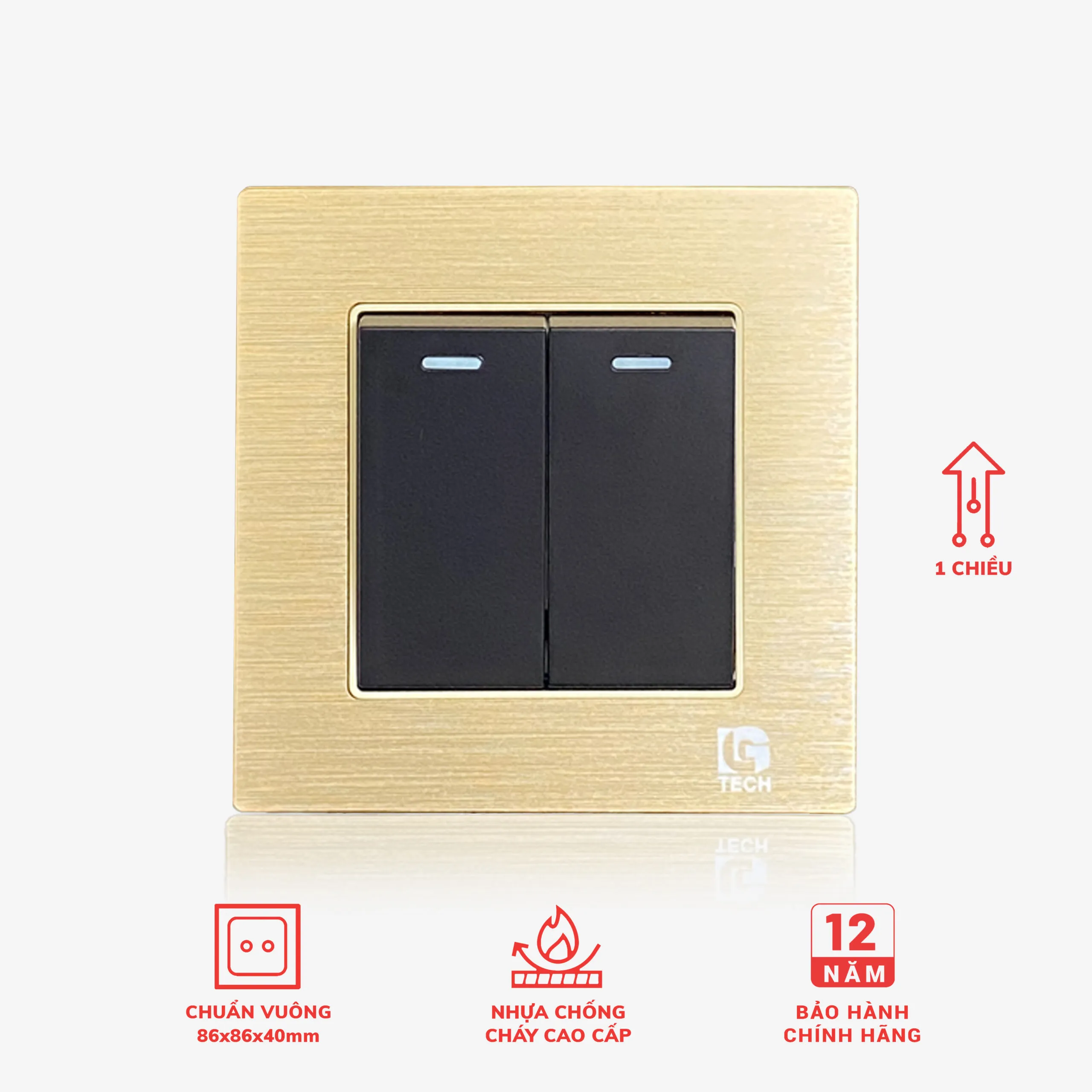 Công tắc điện đôi màu gold LG Tech LG-F71G-002