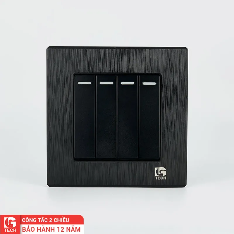 Công tắc 3 cực bốn nút màu đen LG Tech LG-B21-004N