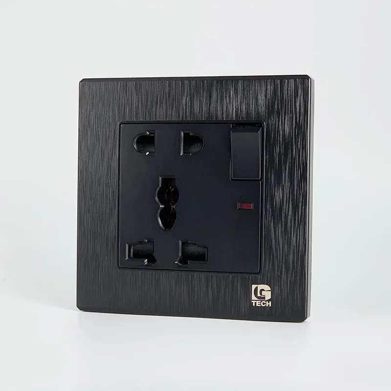 Ổ cắm điện 5 chấu có công tắc an toàn và đèn báo màu đen LG Tech LG-B21-021 - 5