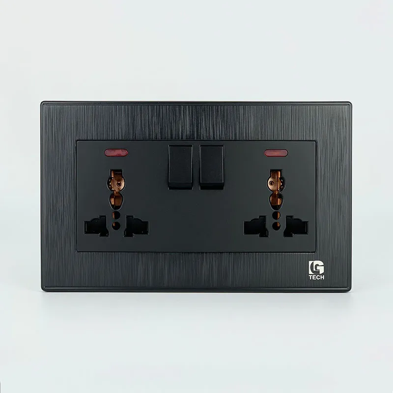 Ổ cắm điện có công tắc an toàn và đèn báo 3 chấu màu đen LG Tech LG-B21-065 - 2