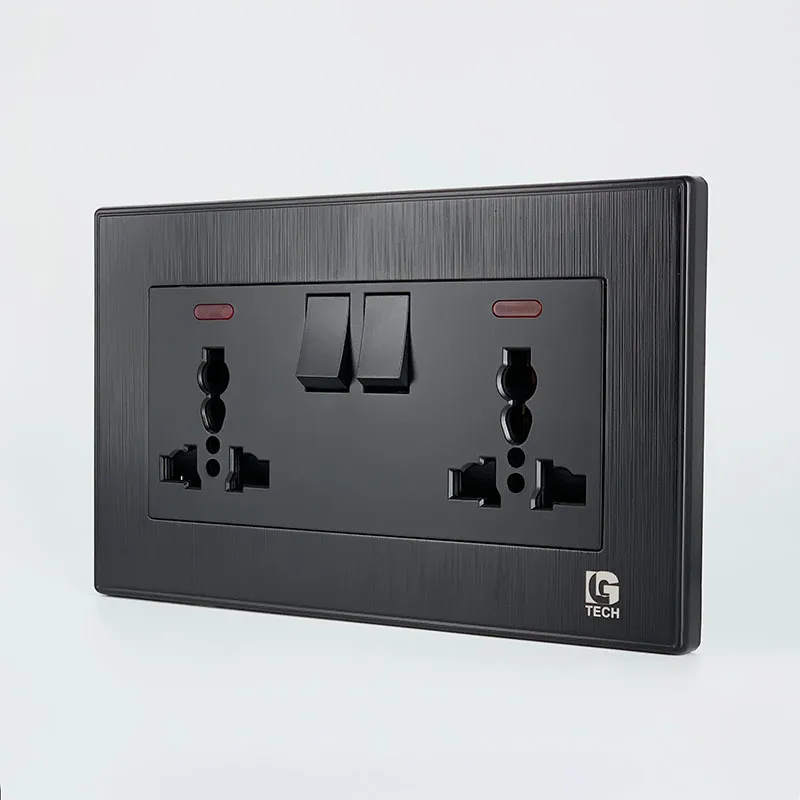 Ổ cắm điện có công tắc an toàn và đèn báo 3 chấu màu đen LG Tech LG-B21-065 - 6