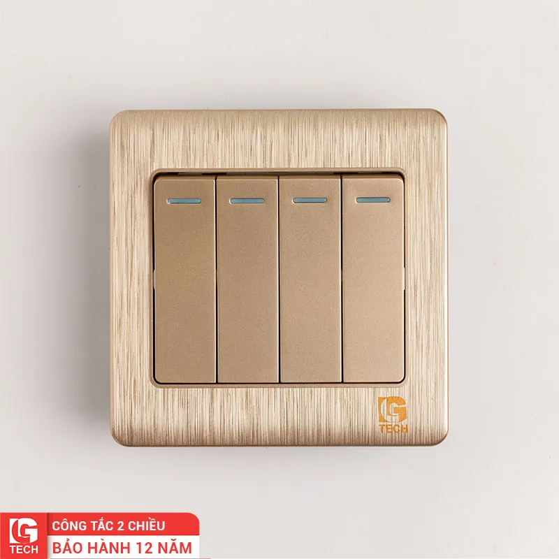 Công tắc điện bốn 2 chiều mạ vàng LG Tech mã LG-C60-004N