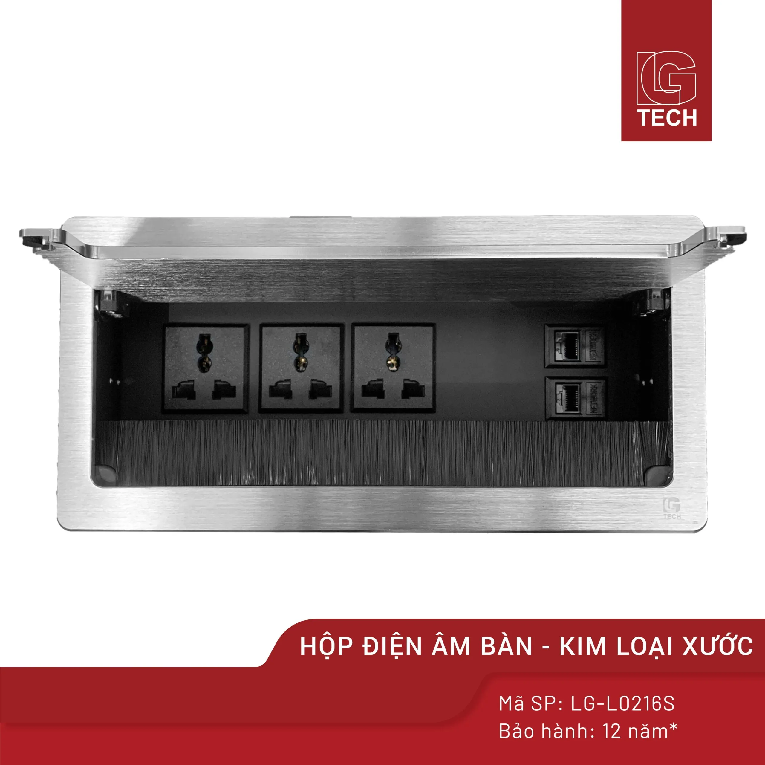 Ổ cắm âm bàn cổng LAN đa năng, màu bạc LG Tech LG-L0216S