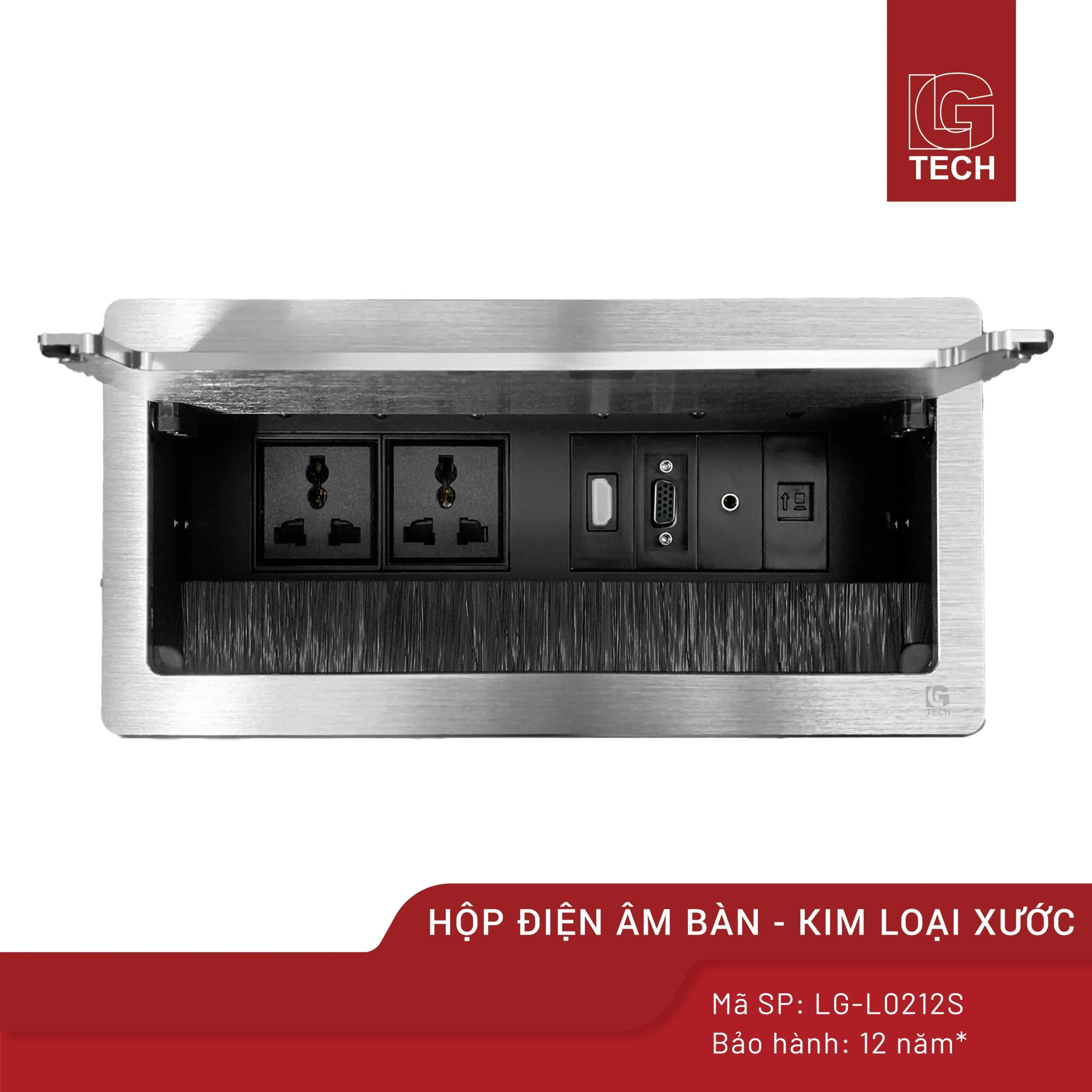 Hộp điện âm bàn HDMI đa dụng, màu bạc LG Tech LG-L0212S
