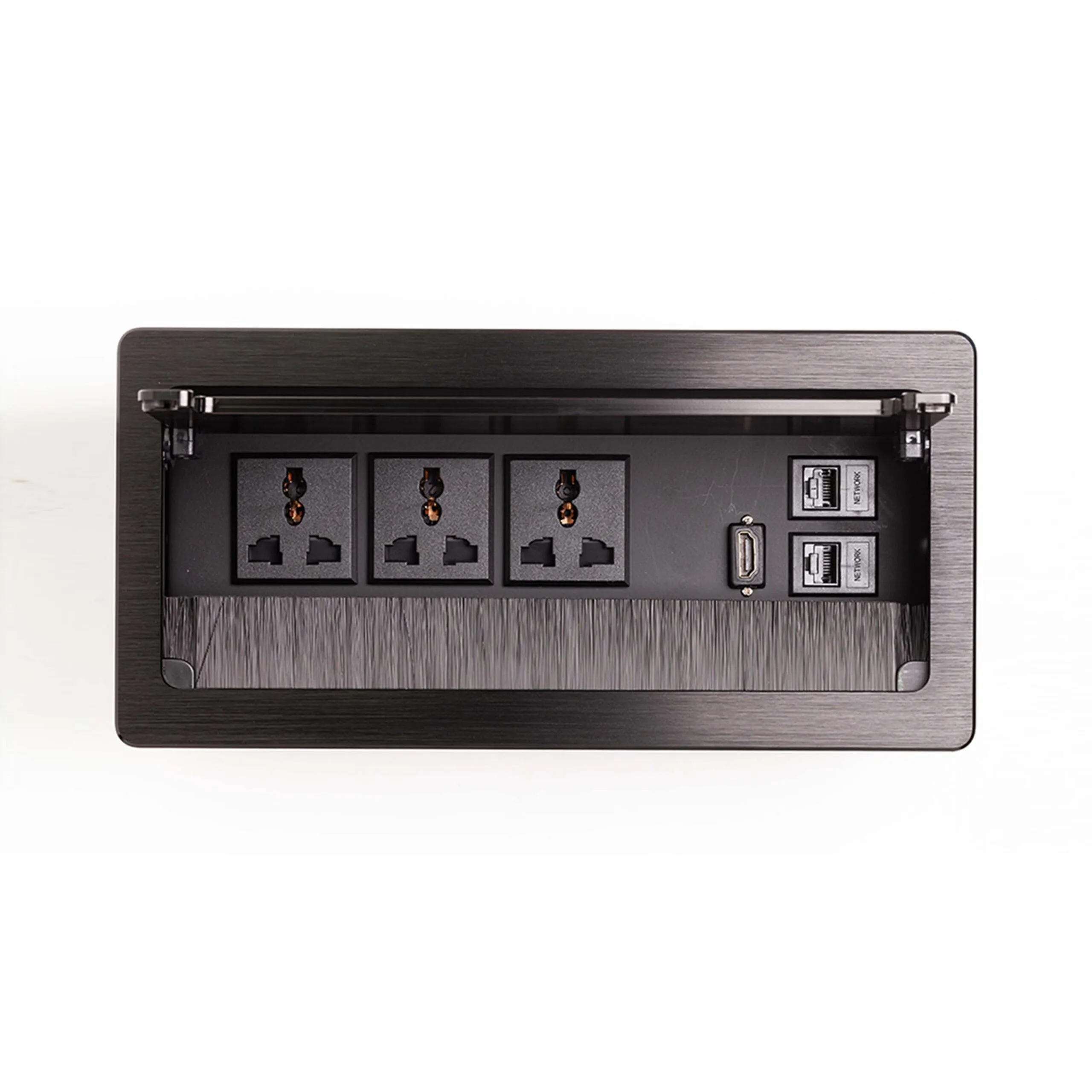 Hộp ổ cắm điện gắn mặt bàn, màu đen LG Tech LG-L0211B