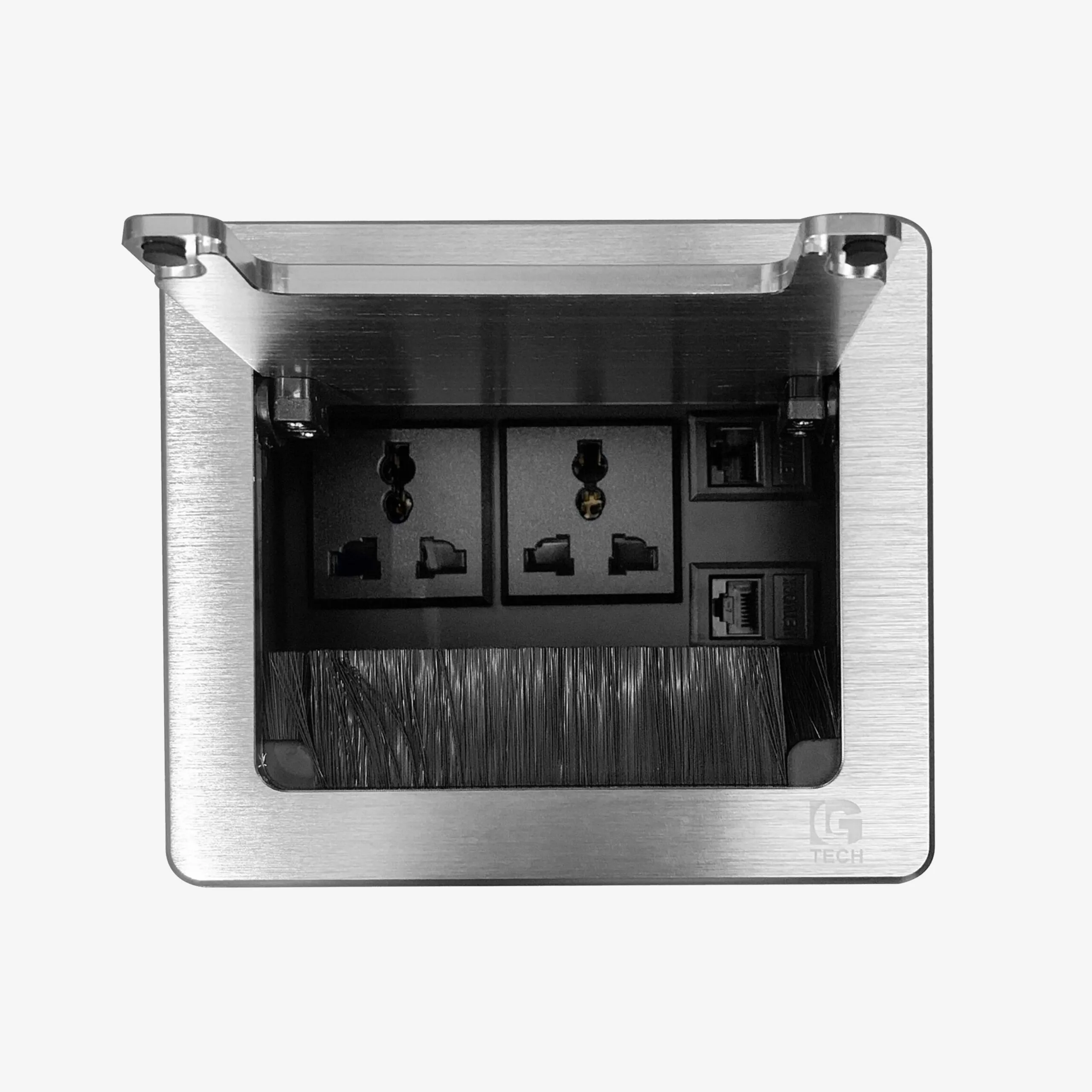 Ổ cắm âm bàn làm việc, kim loại màu bạc LG Tech LG-L0206S