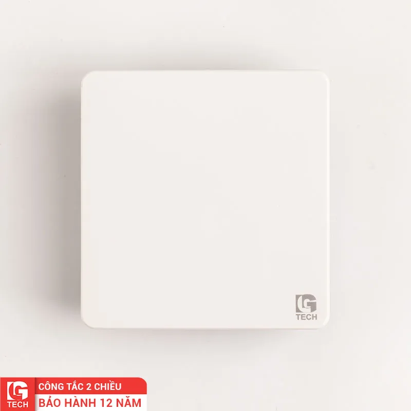 Công tắc điện đơn tràn viền 2 chiều, chuẩn vuông, màu trắng LG Tech mã LG-AB-K1-001N