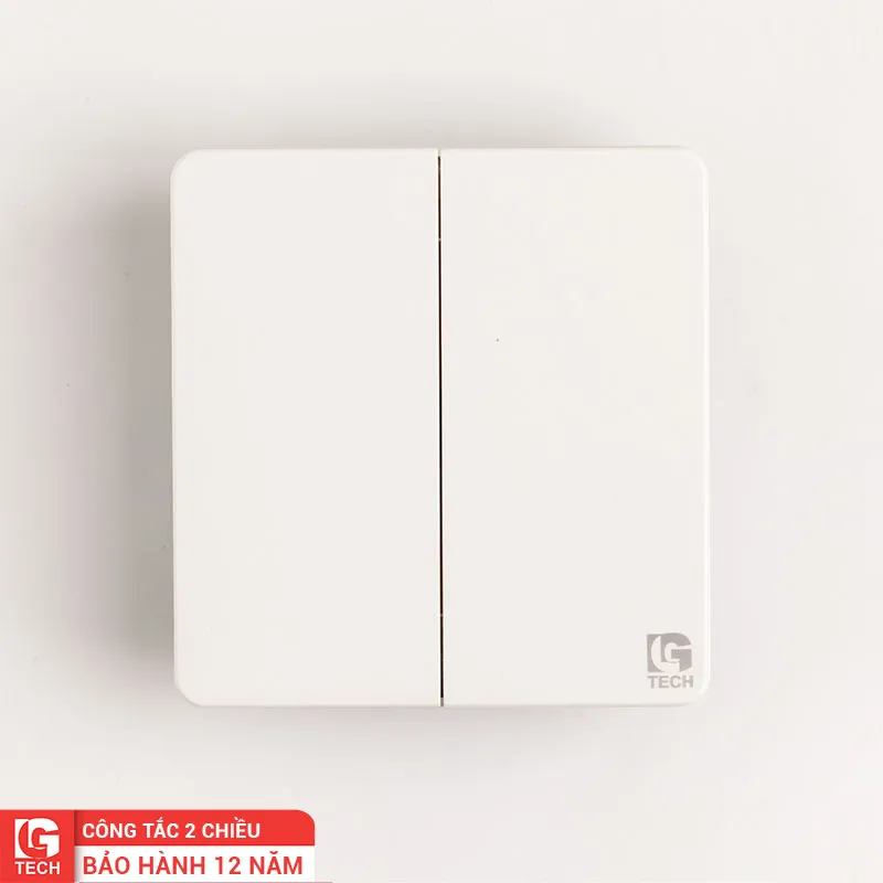 Công tắc đôi 2 chiều tràn viền, màu trắng LG Tech mã LG-AB-K1-002N