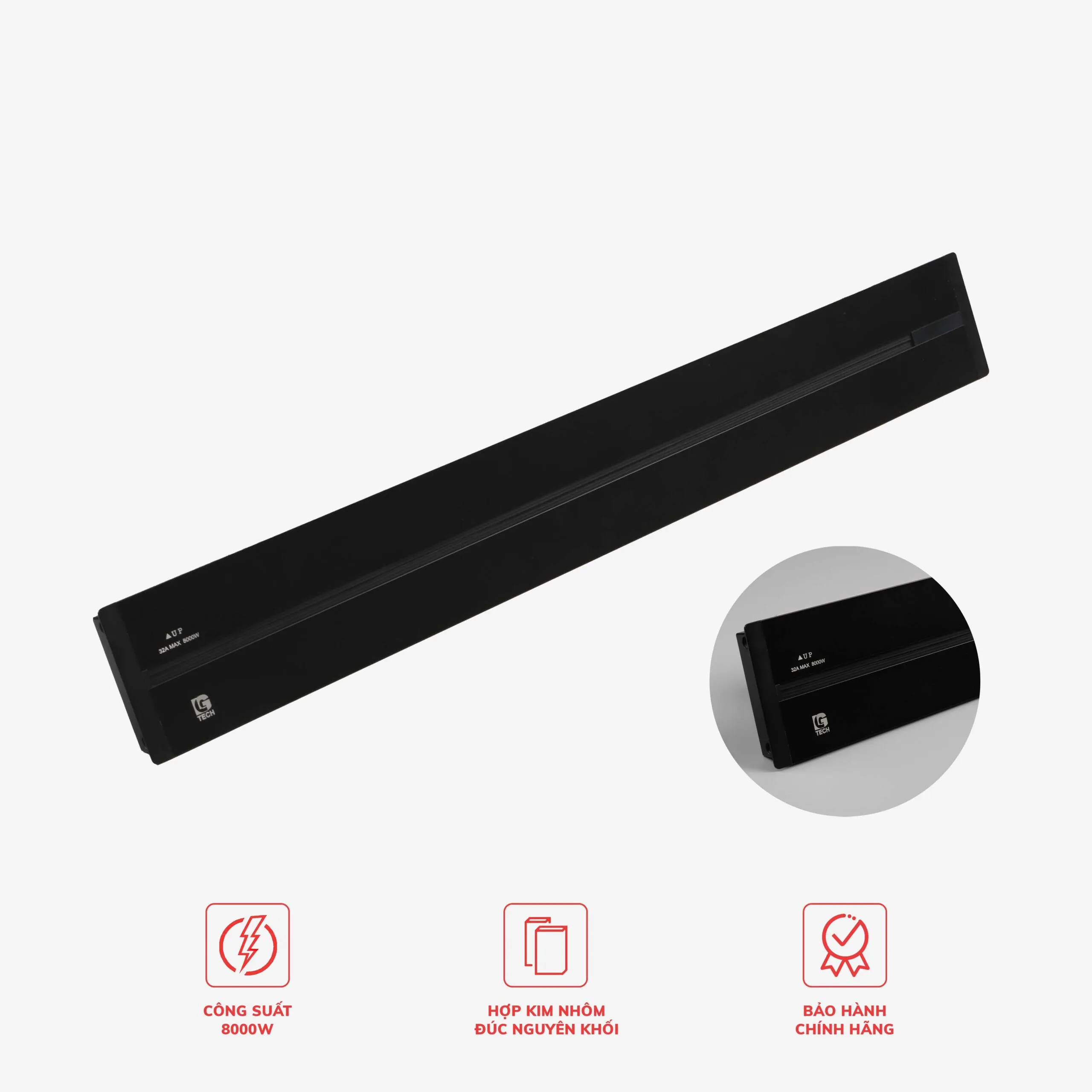 Ổ cắm ray trượt âm màu đen 32A 8000W LG Tech - Thế hệ hai
